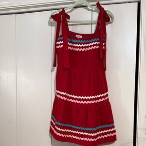 Entro Red Dress with Pink and Blue Accents